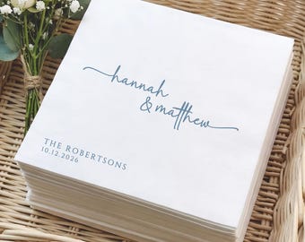 Custom Cocktail Napkins for Wedding, Personalized Beverage Napkins. Wedding Napkins Beach