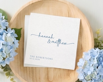 Cocktail Napkins for Wedding Personalized, Elegant Script Names Bar Napkins, Custom Beverage Napkins Reception