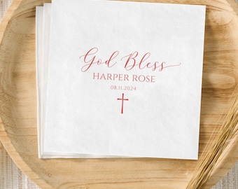 Baptism Napkins, Custom Baptism Party Napkins, Baptism Decor, God Bless Napkins, Minimalist Baptism Napkins