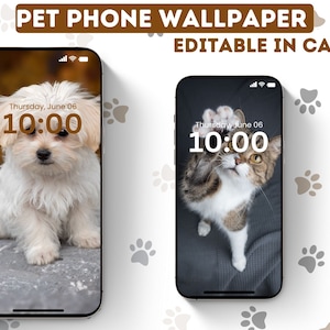 Pet Phone Wallpaper | 2 Custom pet background | dog lover | Cat lover | Personalised iPhone and Android Phone background