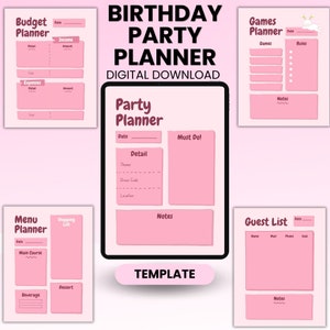 Pink Playful Event Planner | Birthday party planner | Printable birthday party planner | Birthday and event planner