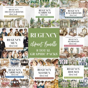 Regency Clipart Super Bundle, 8 Packungen in 1 von Regency Aquarell Clipart, kommerzielle Nutzung erlaubt!. Über 200 PNG-Dateien mit Regency-Grafiken