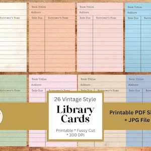Vintage Library Cards: Printable Ephemera for Junk Journals (Instant Download)