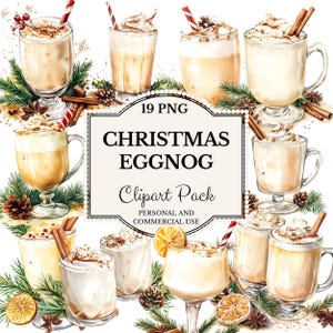 Christmas Eggnog Clipart: Festive Holiday Drink Illustrations (PNG, PDF Download