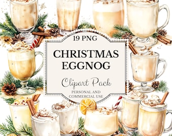 Christmas Eggnog Clipart: Festive Holiday Drink Illustrations (PNG, PDF Download