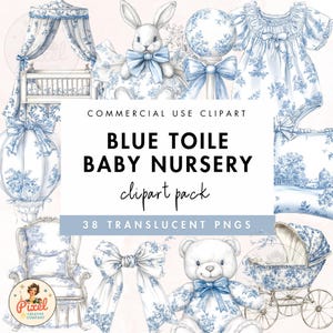 Blauwe toiletpapier babykamer clipart | Toile De Jouy | Chinoiserie, png-bestand | Babyshower-clipart | Clipart babyjongen | Blauwe kinderkamer bloemen |