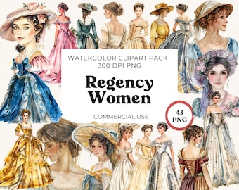 Regency Women Clip Art | Commercial use high resolution graphics for crafters, designers & hobbyists