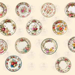 Pode incluir: Uma cole&ccedil;&atilde;o de doze pratos decorativos de porcelana. Cada prato apresenta um design floral com v&aacute;rias cores, incluindo rosa, vermelho, amarelo e azul. Os pratos t&ecirc;m bordas douradas ou azuis e est&atilde;o dispostos sobre um fundo creme.
