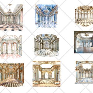 Regency Ballrooms Clipart, Regency Interiors Clipart, Regency Era Clipart Graphics,  Commercial use