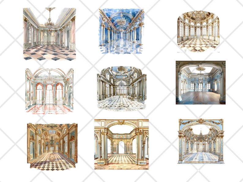 Regency Ballrooms Clipart, Regency Interiors Clipart, Regency Era Clipart Graphics,  Commercial use