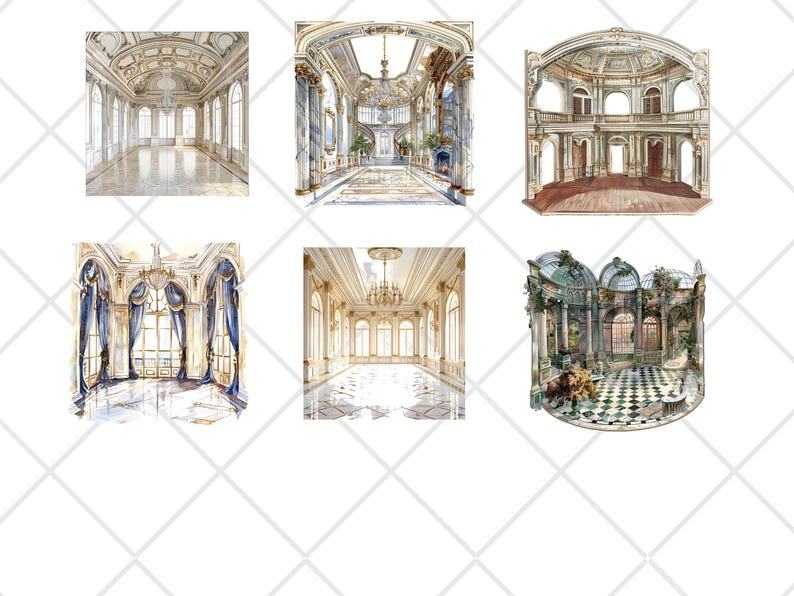 Regency Ballrooms Clipart, Regency Interiors Clipart, Regency Era Clipart Graphics,  Commercial use