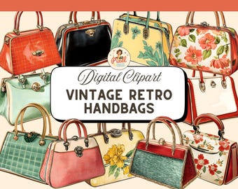 Handbags Vintage Retro Clipart Graphics | Handbag PNG | Commercial use | 1950s Bag