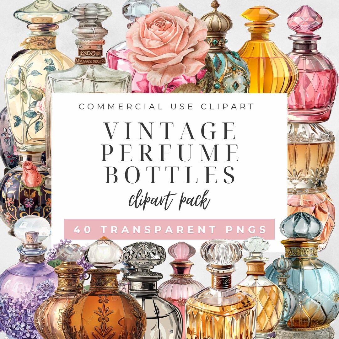 Vintage Perfume Bottles Clip Art High-resolution Digital Art for ...