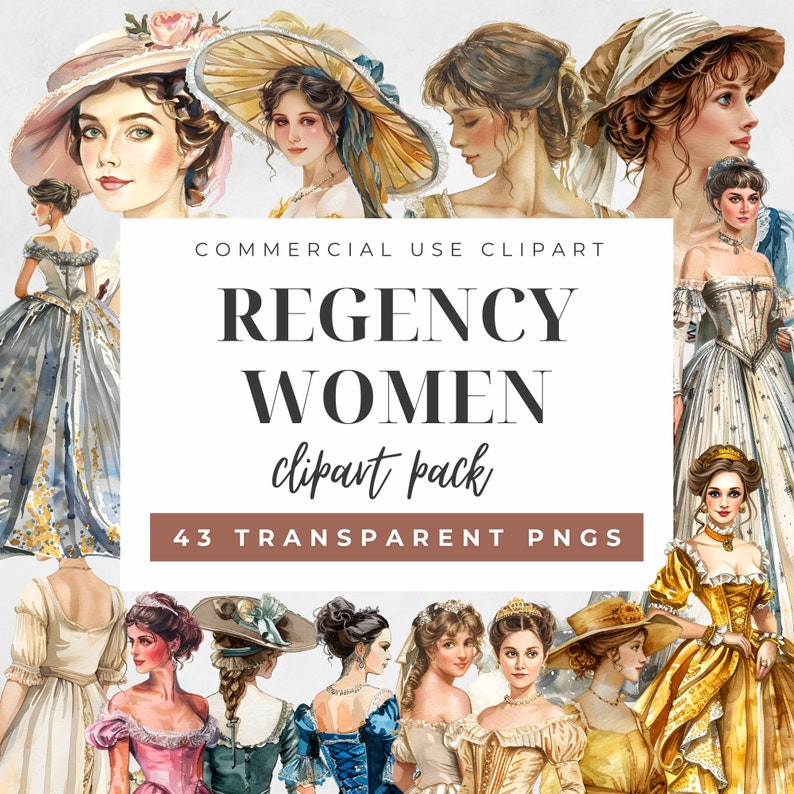 Regency Watercolor Clipart Super Bundle: 200+ PNG Graphics (commercial ...