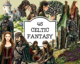 Celtic Clipart Set: Fantasy Art, PNG Graphics (Commercial Use) (Digital Download
