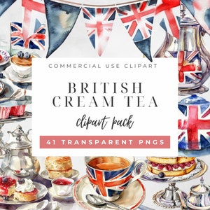 Chá com creme britânico Clip Art Chá inglês Chá da tarde PNG Clipart Aquarela Chá com creme PNG Ilustrações Costumes britânicos Tea Party Art