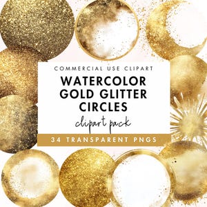 Gold Glitter Kreise Elemente Clipart, Gold Elemente Grafiken, Goldfolie Clip Art PNG Grafiken Sofortiger Download für kommerzielle Nutzung
