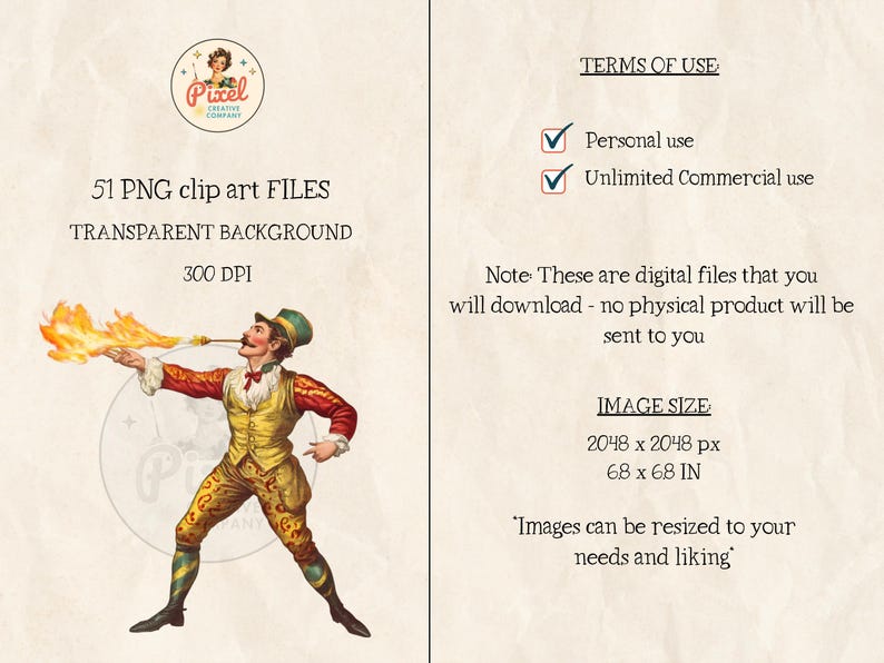 Vintage Circus Clipart: Victorian Carnival Ephemera, Animals (pngs, PDF ...