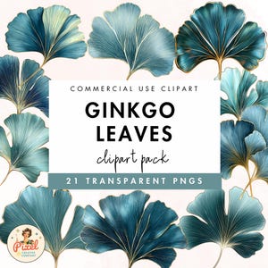 Ginkgo bladeren clipart | Prachtige groene en gouden ginkgobladeren | Commercieel gebruik | Digitale download