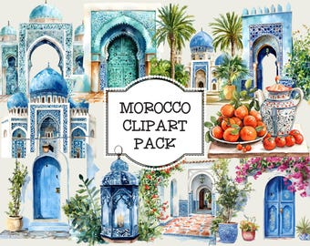 Morocco Clipart: Moroccan Courtyard Graphics, Scrapbook Images (PNG, PDF)