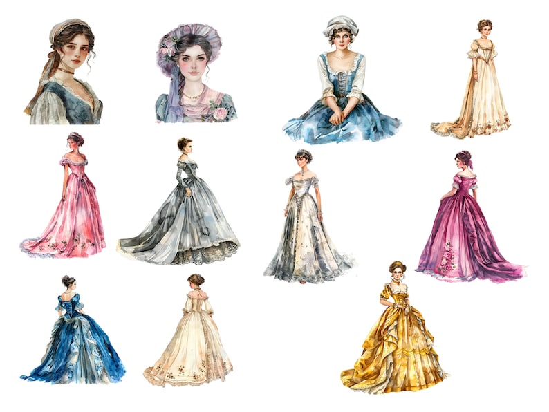 Regency Women Clip Art | Commercial Use High Resolution Graphics for ...
