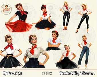 1950年代のロカビリー女性クリップアート：レトログラフィック（PDF