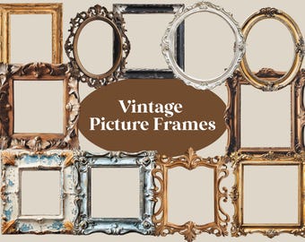 Antique Picture Frames Clipart: Vintage Photo Frame PNG Graphics (Commercial Use)