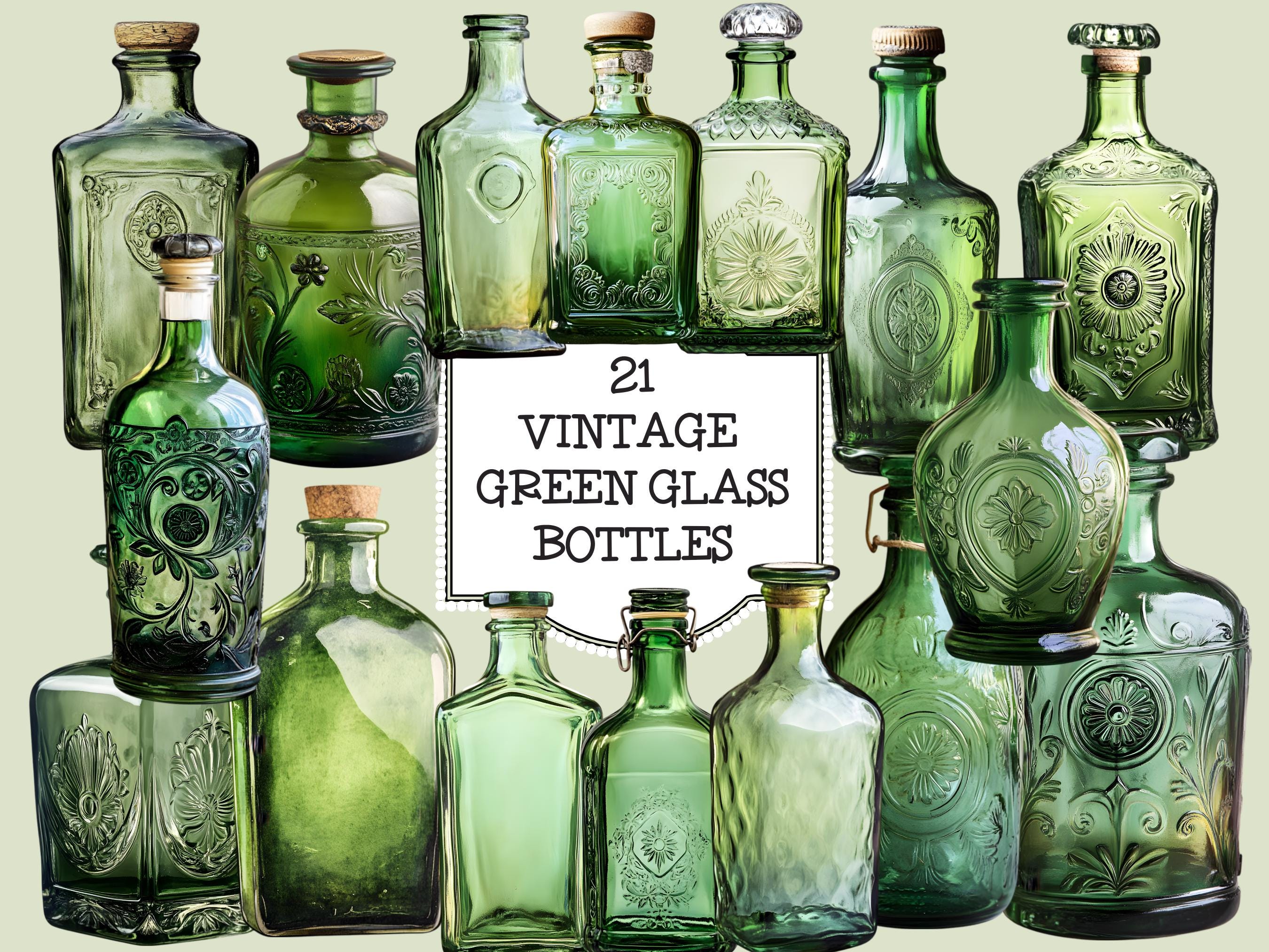 中古　ハンドメイドの瓶と ハンドメイドのケース　ビンテージガラス Antique glass bottle - Etsy 日本