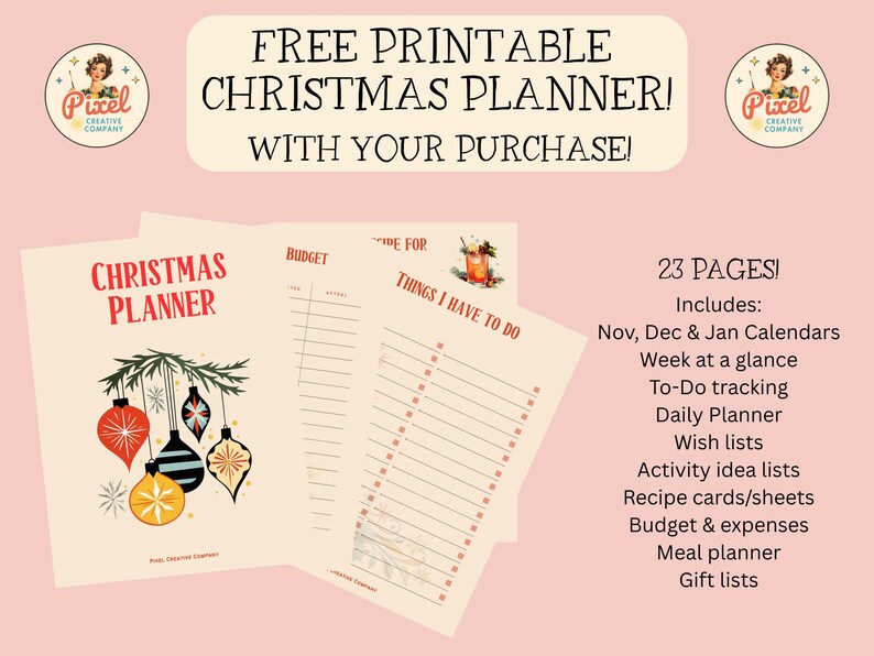 Retro Christmas Bunting Printable: Vintage Holiday Decoration (PDF & JPEG Files) image 9