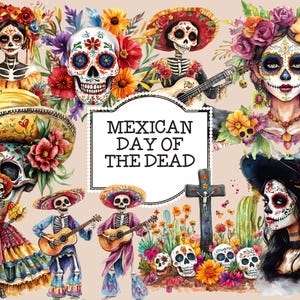 Mexikanischer Tag der Toten Clipart, Dia de los Muertos, Hispanic Erbe, Mexikanisches Halloween PNG, Kulturelle Clipart, kommerzielle Nutzung