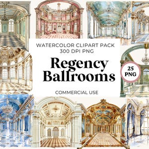 Regency Ballrooms Clipart, Regency Interiors Clipart, Regency Era Clipart Graphics,  Commercial use