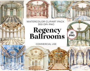 Regency Ballrooms Clipart, Regency Interiors Clipart, Regency Era Clipart Graphics,  Commercial use