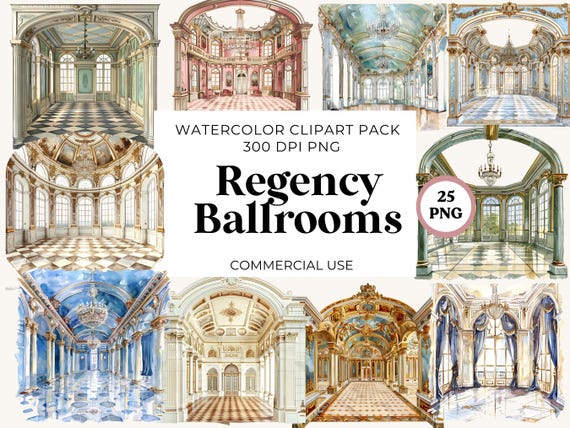 Regency Ballrooms Clipart: Interior Graphics (Commercial Use)