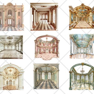 Regency Ballrooms Clipart, Regency Interiors Clipart, Regency Era Clipart Graphics,  Commercial use