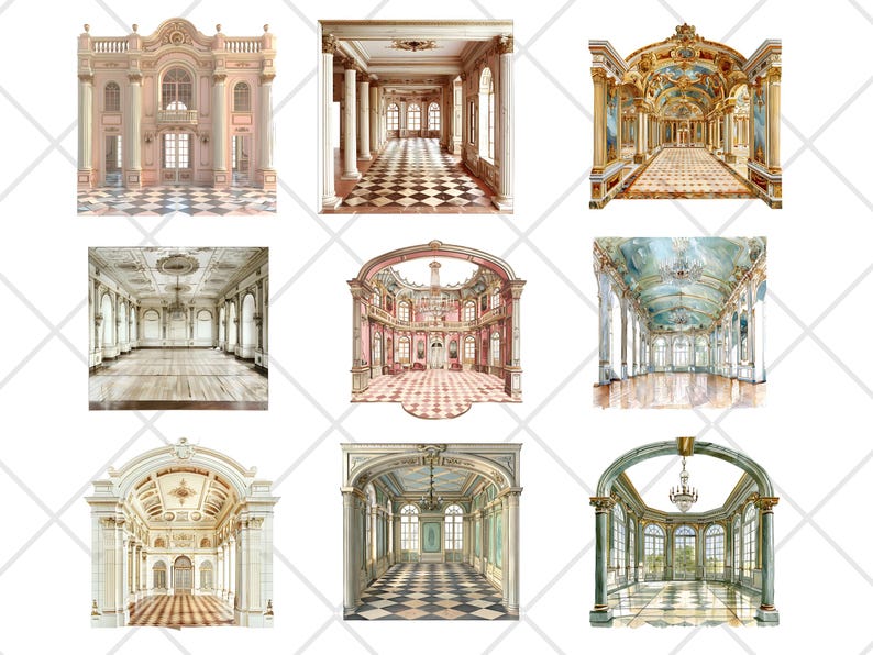 Regency Ballrooms Clipart, Regency Interiors Clipart, Regency Era Clipart Graphics,  Commercial use