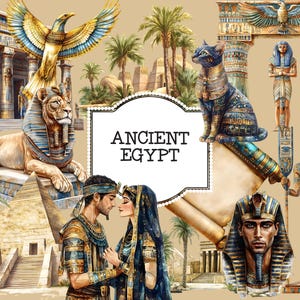 Altes Ägypten Clipart, Wohndekor, PNG-Datei, Papiermodelle, Scrapbooking, Digitales Scrapbook, Junk Journals, Ägyptische Götter, Menschen, Pyramiden