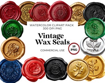 Vintage Wax Seals Clipart, Sealing Wax clip art, Sealing Wax seals vintage design objects, commercial use, idea for junk journals