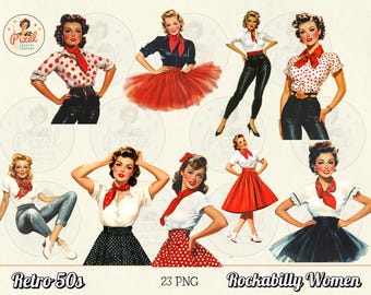 1950年代のロカビリー女性クリップアート：レトログラフィック（PDF