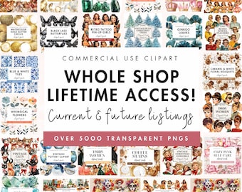 Whole Shop Clipart Lifetime All-Access Pass: 10000+ PNG Graphics, Unlimited Commercial Use