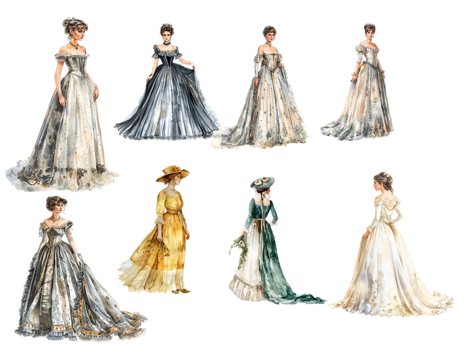 Regency Women Clip Art | Commercial Use High Resolution Graphics for ...