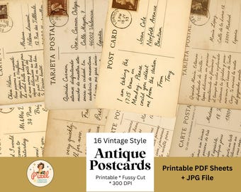 Vintage briefkaart kortstondig | Junkjournaal in antieke stijl (png en pdf)