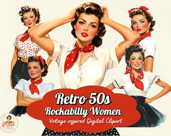 1950年代のロカビリー女性クリップアート：レトログラフィック（PDF