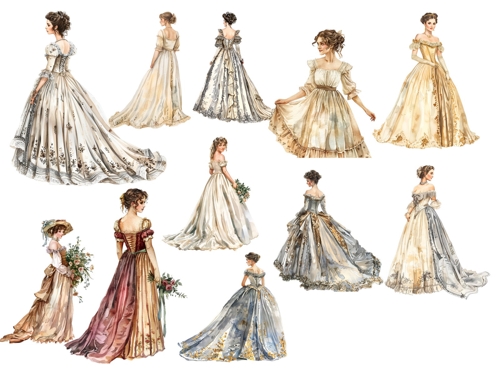 Regency Women Clip Art | Commercial Use High Resolution Graphics for ...