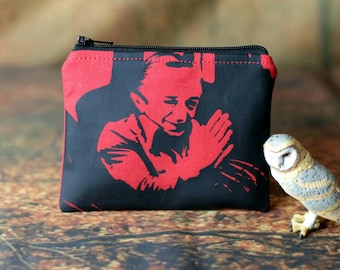 The MAN From ANOTHER PLACE Pouch, Twin Peaks Inspired Change Purse, Red and Black Small Zippered Bag with Vinyl Decals