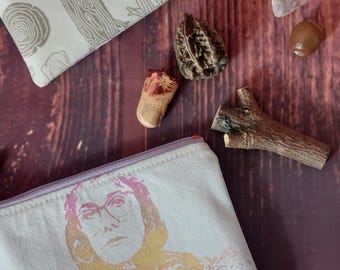 Twin Peaks Log Lady Pouch, Screen Printed Zipper Bag Three-tone Special Edition