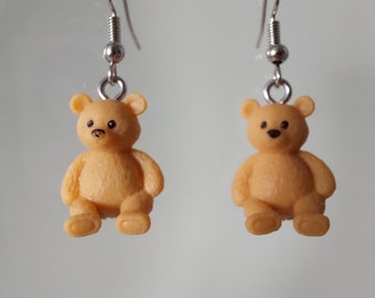 TEDDY BEAR EARRINGS Cute and tiny rubber bear jewelry