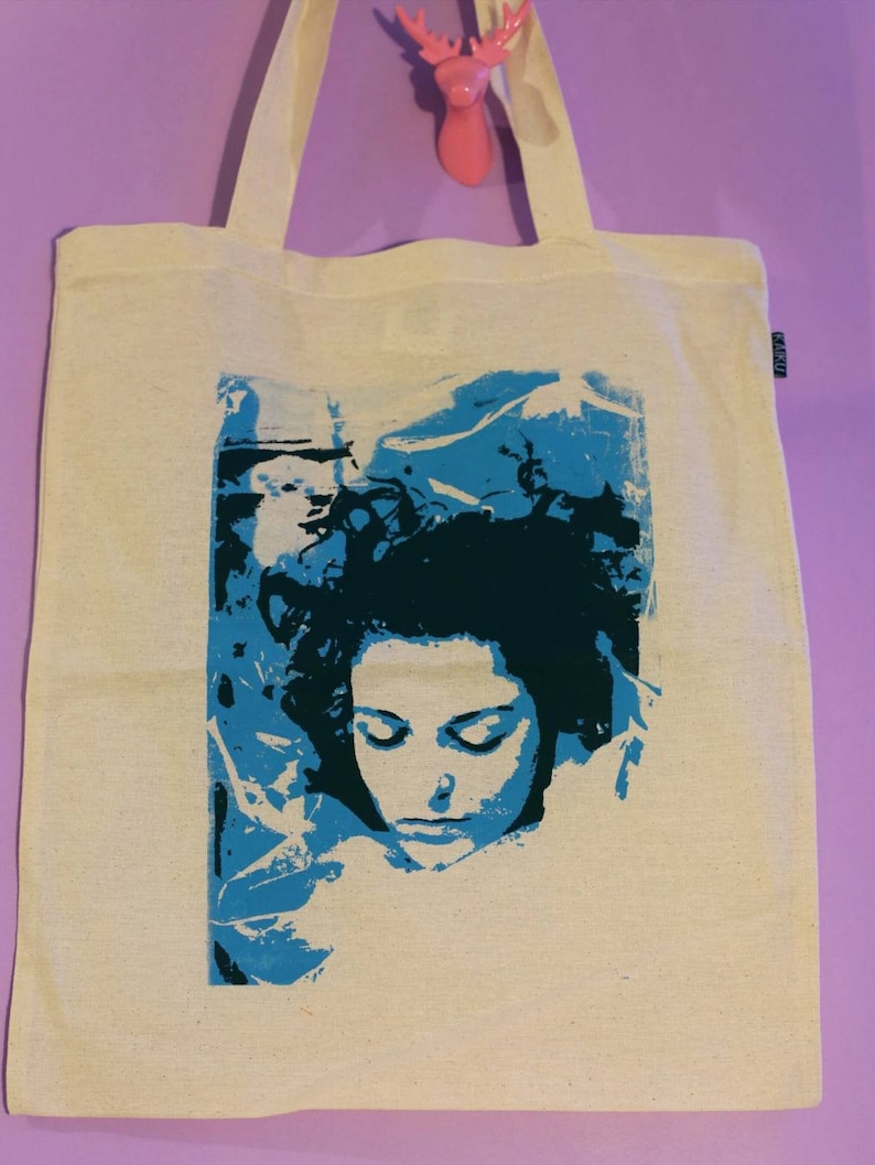 Twin Peaks Laura Palmer Tote Bag, Fair Trade cotton bag. Gift for Twin Peaks Fan. Screen printed two tone image. image 2