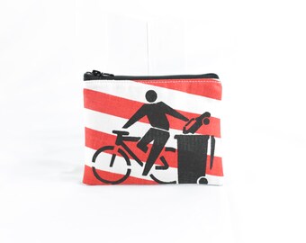 More BIKES, Less Cars Screen Printed Zipper Bag, gift for cyclist or environmentalist
