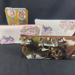 MEDIUM SIZED POUCH: My Little Ponies,  Forest Animals or Animal Badges stand-up pouch for Cosmetics and Pens and More!