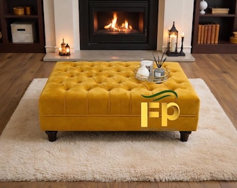 Elaina Large Deep Cushioned Handmade Chesterfield Footstool Coffee Table